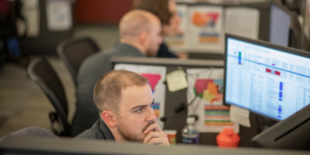 Sales representative working at desk